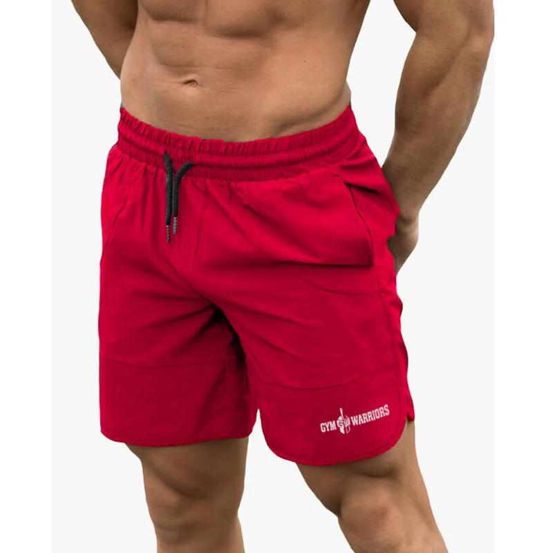 Мужские шорты для бега Бодибилдинг Короткие штаны для фитнеса быстросохнущие спортивные шорты для тренировок спортивные шорты для бега карманные теннисные тренировочные шорты - Цвет: Красный