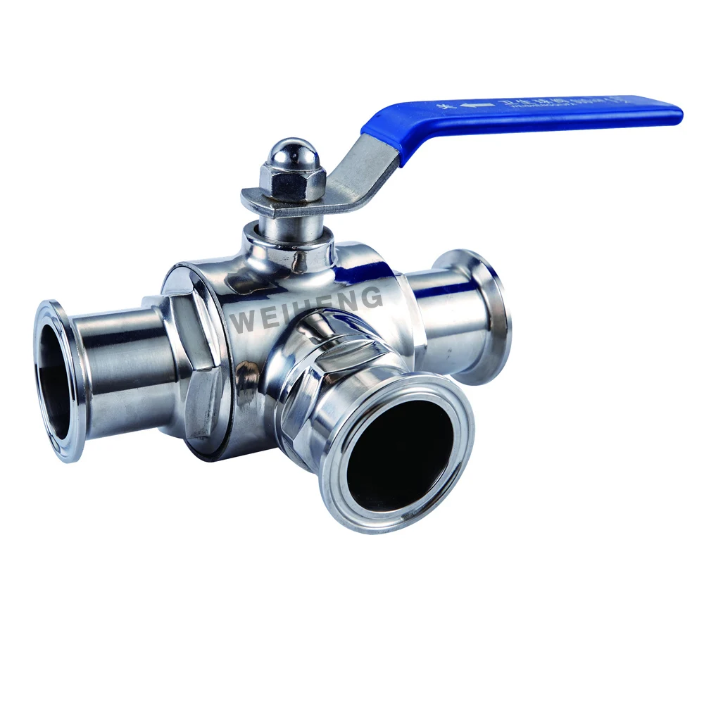 

3/4-4.0inch stainless steel sanitary tri clamp three-way ball valve used to material transfer controlling