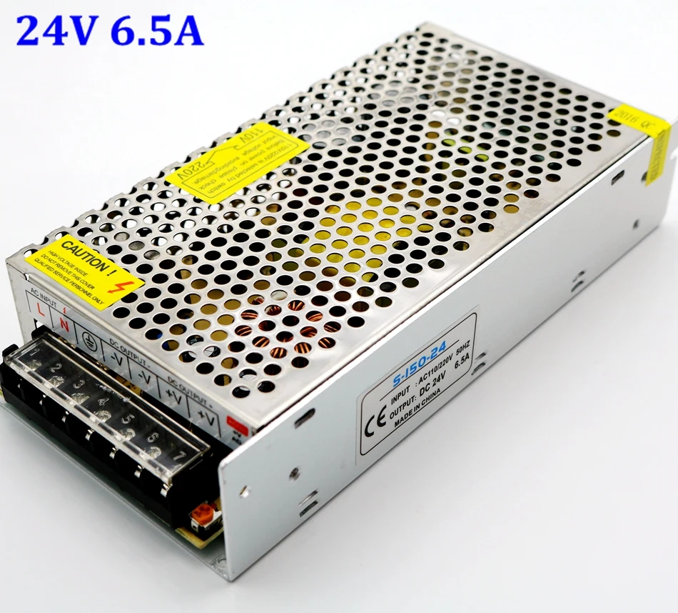 Высококачественный Универсальный 24 V 6.5A 150 W переключатель питания трансформатор адаптер 110 v 220 v AC к DC для светодиодной полосы света