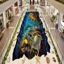 3d обои фрески 3d пол Подводный мир обои для стен 3d пол живопись ПВХ самоклеющиеся обои