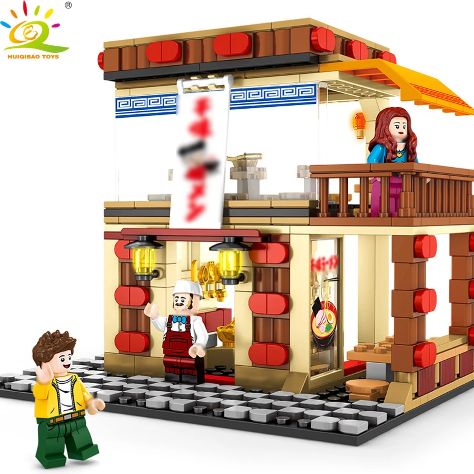

HUIQIBAO TOYS 365PCS JP Ramen Store Building Blocks for Children Legoingly City Restaurant Noodle Shop Street Architecture Brick