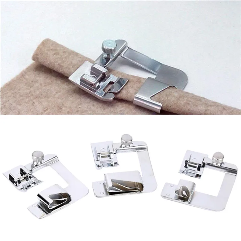 3PCS Sewing Machine Foot Presser Rolled Hem Feet Set for Brother Singer