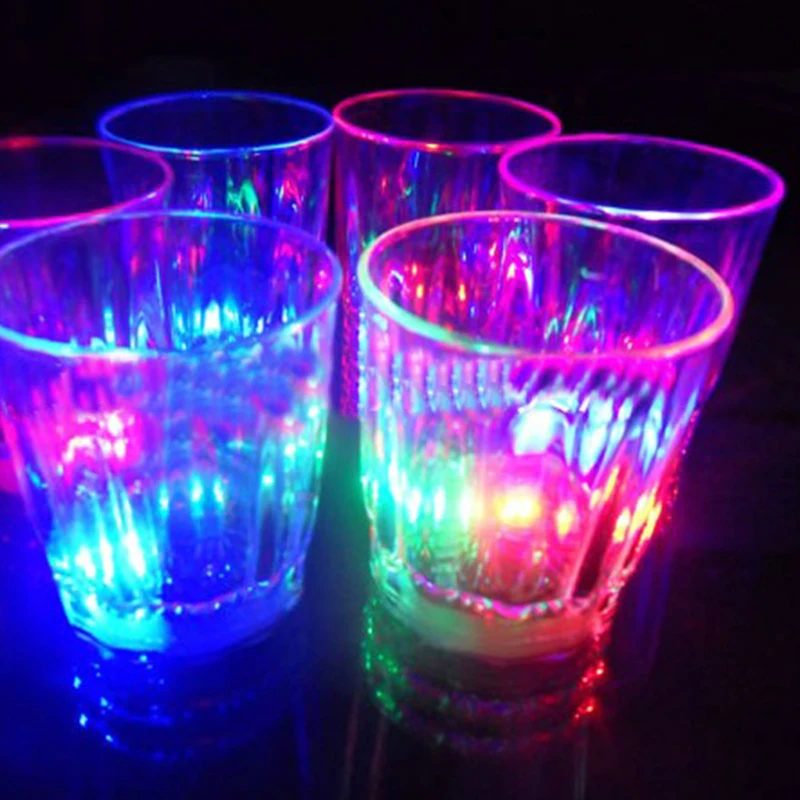Мини светодиодный мигающий пластиковый стакан для напитков, вина, напитков, бара, декоративные вечерние кружки для клуба, цветной мигающий светильник, кружка для виски#24416