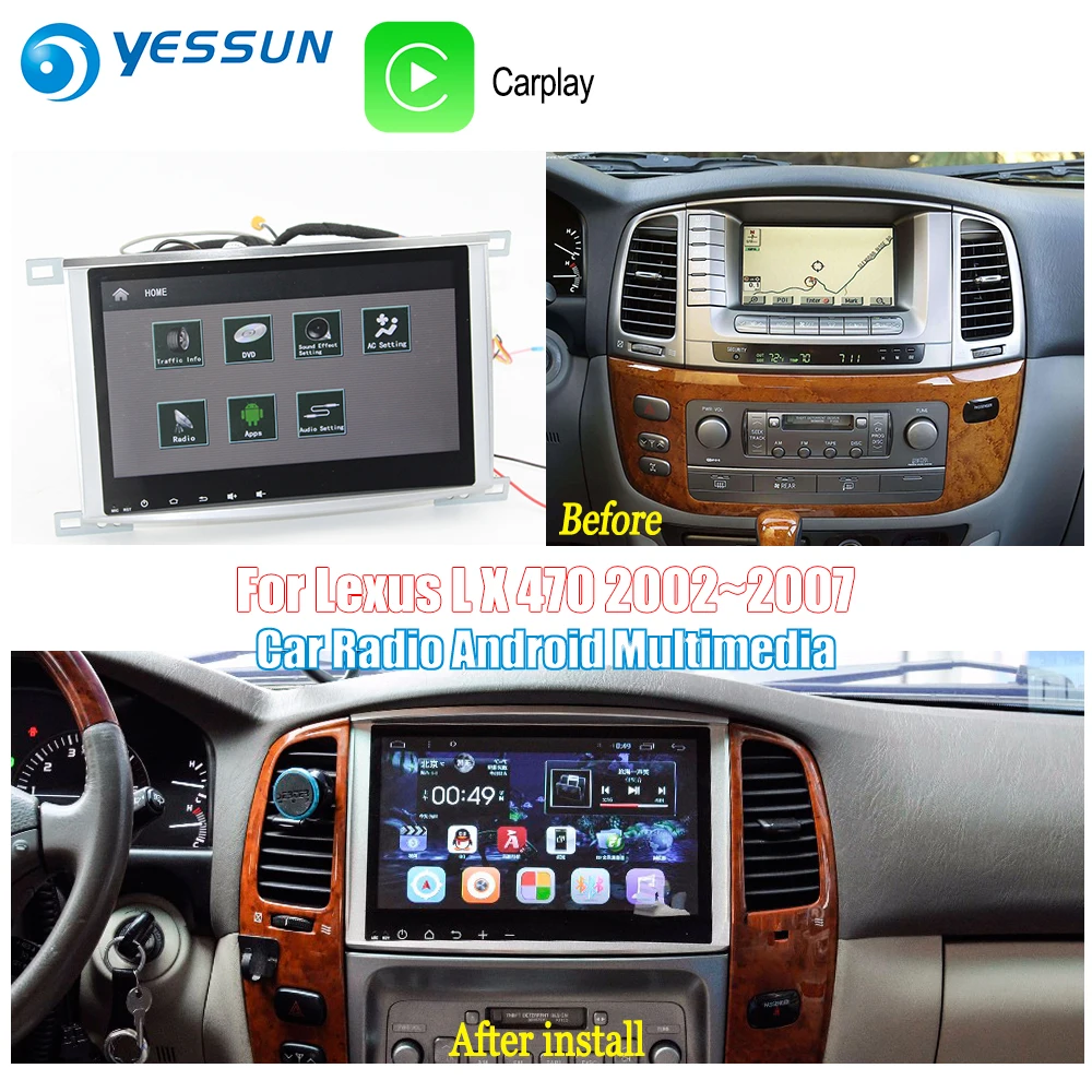 YESSUN For Toyota Land Cruiser 100 2002 2007 Car Android Carplay GPS Navi maps Navigation Player