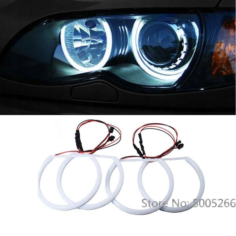 

Car Angel Eyes LED Cotton Lights for BMW E46 Non-Projector Lens Head Lamp Halo Ring Daytime Headlight Auto lighting White