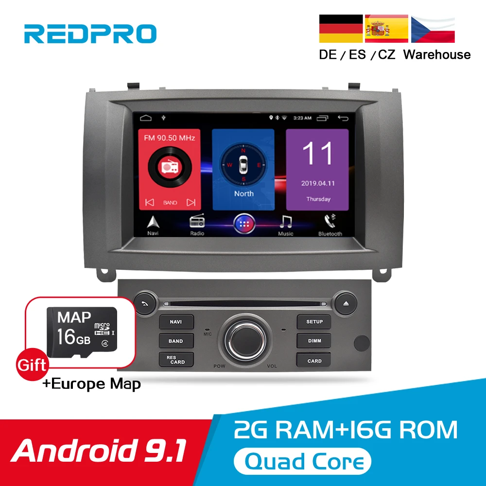 Clearance 4GRAM Android 9.0 9.1 Car DVD Stereo Player For Peugeot 407 2004-2010 GPS Navigation WiFi Bluetooth Car Multimedia Video Audio 1