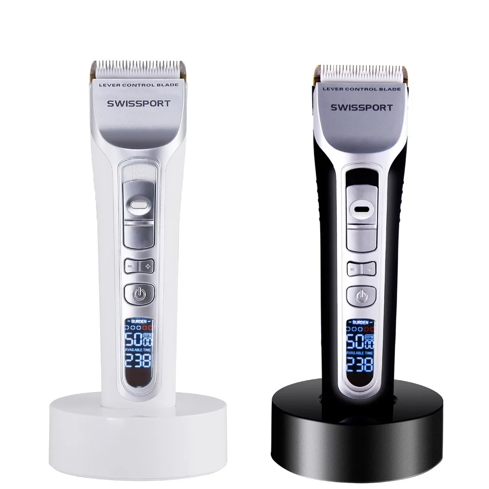 RUCHA Barber Electric Hair Clipper Rechargeable Hair Trimmer Titanium Ceramic Blade LCD Display Salon Men Hair Cutting Machine