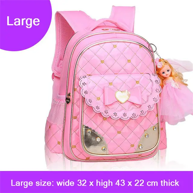 Children's 8 year old girl's waterproof backpack glitter back pack fashion schoolbags PU skin