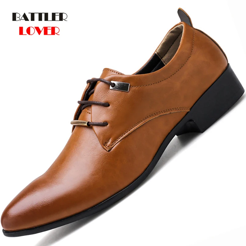 men wedding shoes genuine cow leather formal business shoe pointed toe for man dress shoes men