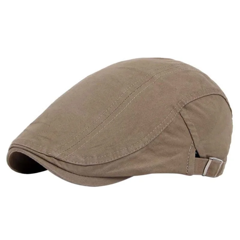 Men Vintage Baker Peaked Hat Linen Cotton Retro Outdoors Golf Beret Flat Cap