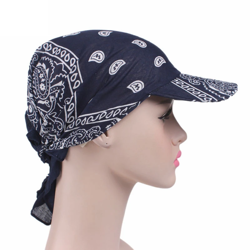 Womens Visor Hat Sunhat Printed Head Scarf Keep Warm Candy Color Multi-Function Warm Sunscreen With Cap Cotton Print Headband