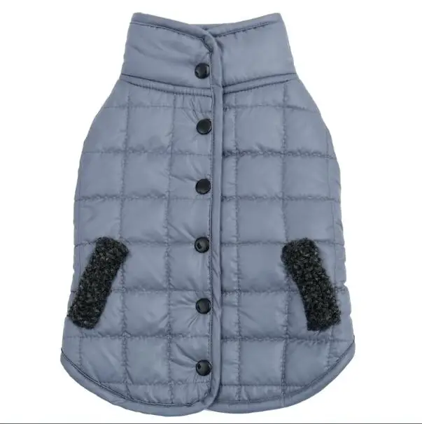PAWZRoad Одежда для питомцев, зимний, теплый жакет для собак, пальто для собак, прочный модный дизайн, теплая одежда для щенков - Цвет: Grey