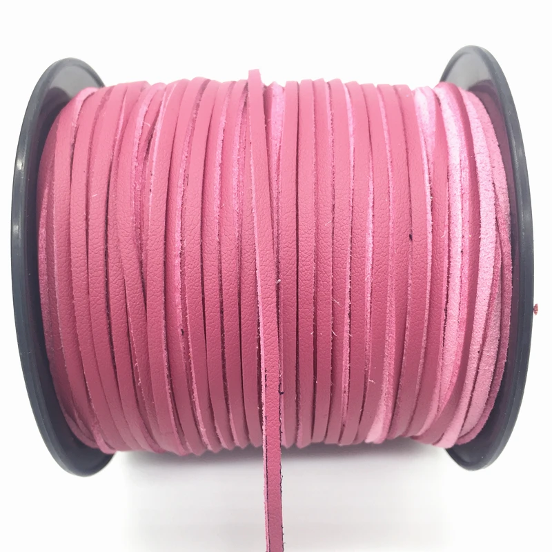 3 мм 5 ярдов Плетенный, макраме кожаных шнуров из искусственной замши, "сделай сам" для Бисер браслет ювелирных изделий на плоской подошве веревочная нить - Цвет: Rose
