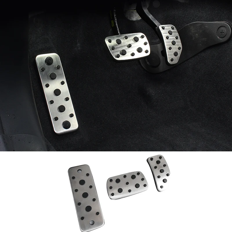 QHCP Accelerator Brake Footrest Gas Pedals Pad Stainless Steel Rubber
