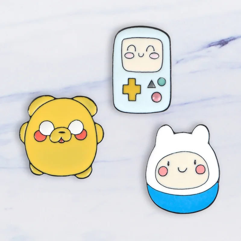 

Cartoon Adventure Time Figure Pins & Brooches Finn and Jake Bmo The Dog Enamel Pin badge Kids Gift Fashion jewelry accessories