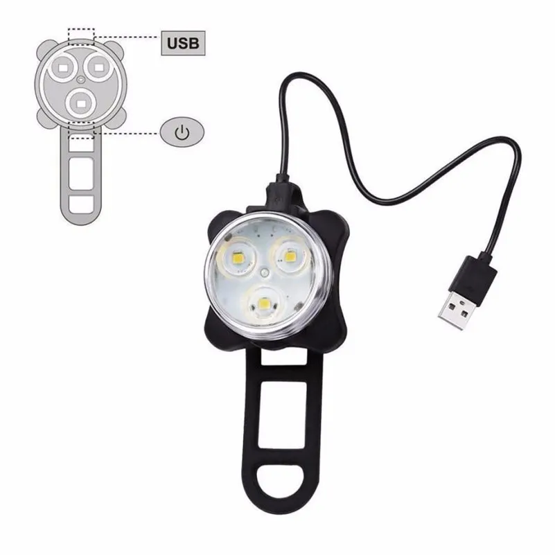Bike Light LED USB Rechargeable led Bike Lamp Set Front Tail Light Bike Cycling Light Mount #4A24 (4)