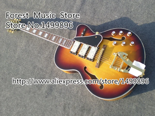 Cheap Custom Shop China OEM Three Pickups Hollow Binding Guitar Body ES Electric Guitar Free Shipping