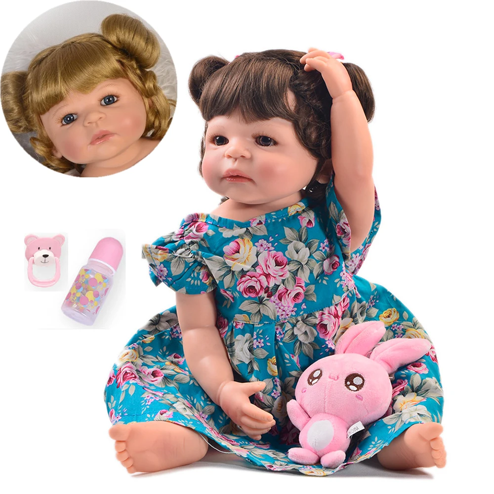 

22inch 55cm Full silicone Vinyl Princess Toddler Babies Dolls toys reborn Girls Birthday Gift Present Child Play House Toy