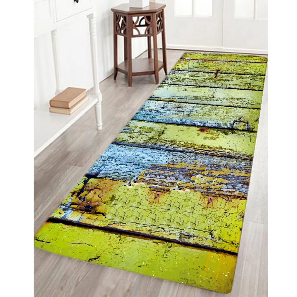 

Wooden Mats 3D Printing Flannel Surface Rubber Back Slow Rebound Sponge Mat Rug Carpet for Corridor