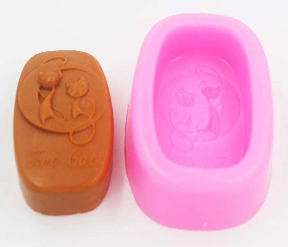 Two Cats Mould S540 Craft Art Silicone 3D Soap Mold Craft Molds DIY Handmade Candle Molds