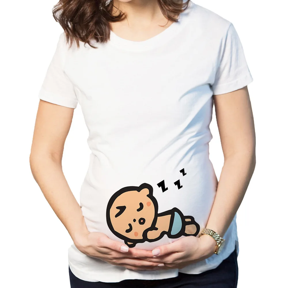 

Maternity Clothes Summer Pregnant Maternity Shirt Cute Baby Peeking Out T-Shirt Pregnancy shirts Maternity Clothes White tops