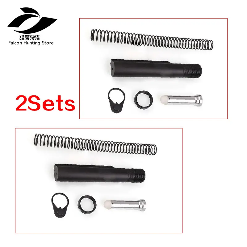 

2Sets Hunting AR-15 6 Position Stock AR15 Mil-spec 6 Position Buffer Tube Assembly /Kit w/ Mil-spec Size (5 Items Combo)
