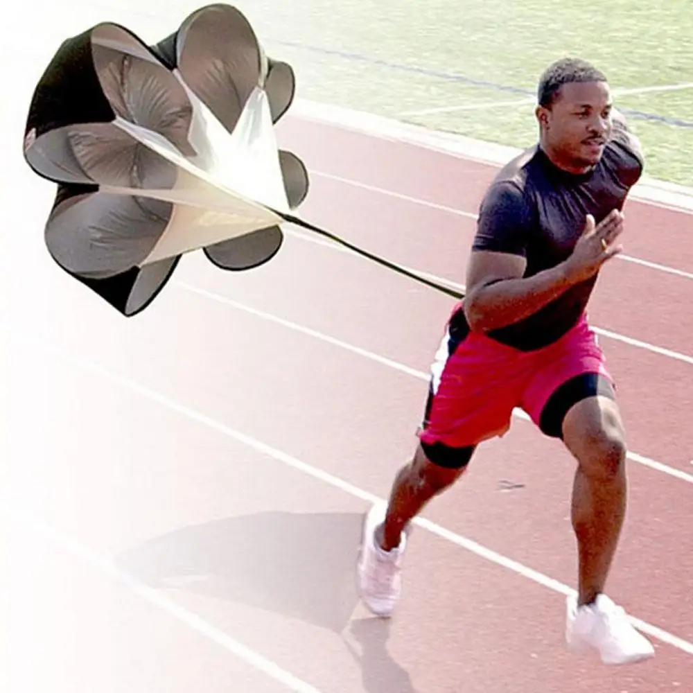 56 Speed Resistance Training Parachute Running Chute Football Exercise Black