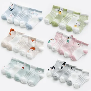 

5 pairs/lot Cartoon Kids Socks Cotton Animal Baby Socks For Boy Girl Summer Breathable Mesh Socks Kids Toddler 0-12 Years
