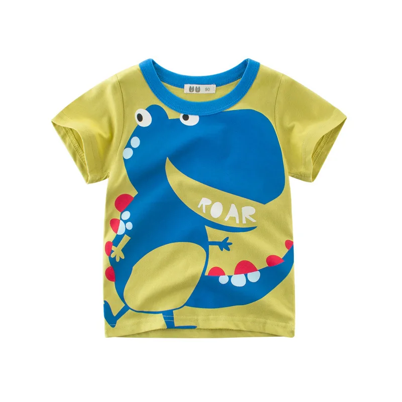 Softu/Детская летняя одежда; футболка для маленьких мальчиков; хлопковая футболка с короткими рукавами и рисунком динозавра; повседневная спортивная футболка для маленьких мальчиков; От 2 до 8 лет футболки