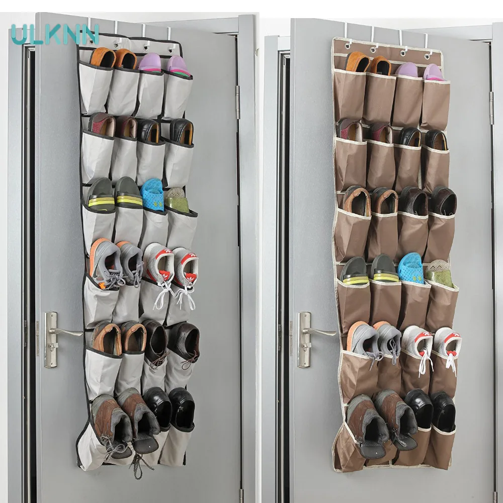 24 Pockets Over The Door Shoe Organizer Transparent Oxford Storage Bag Hanging Shoe Shelves Toys
