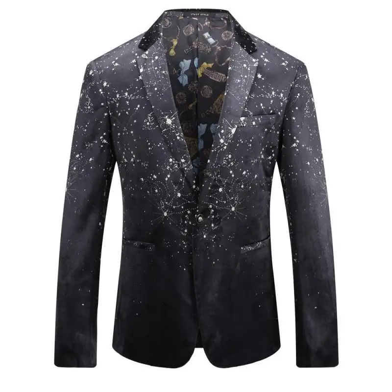 Starry Sky Designer Blazers 2018 European Fantastic Printed Casual Suit ...