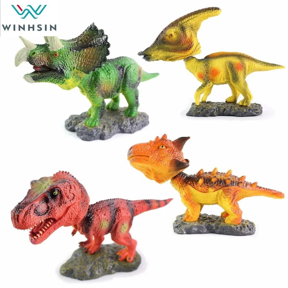 

Wenhsin Bobble Head Dinosaur Tyrannosaurus Rex Triceratops Parasaurolophus Saichania Action Toy Figures Animal Model Boy Gift