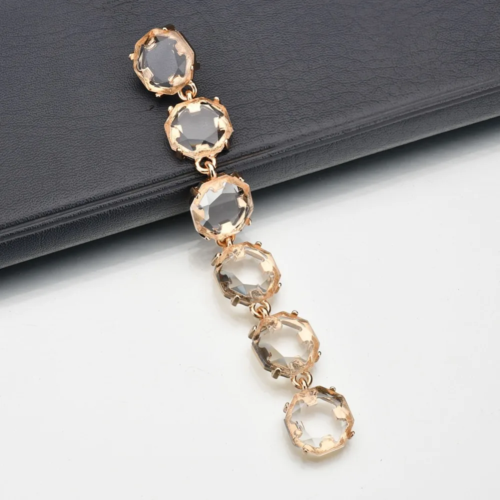 

New Minimalist Punk Gold Color 1 PC Crystal Long Earring Big Dangle Earring For Women Drop Shipping Kpop Boho Wedding Jewelry
