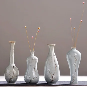 

Chinese Style Handmade Handpainted Plum Ceramic Small Vase Furnishing Articles Chinese Floret Bottle Creative Flower Arranging