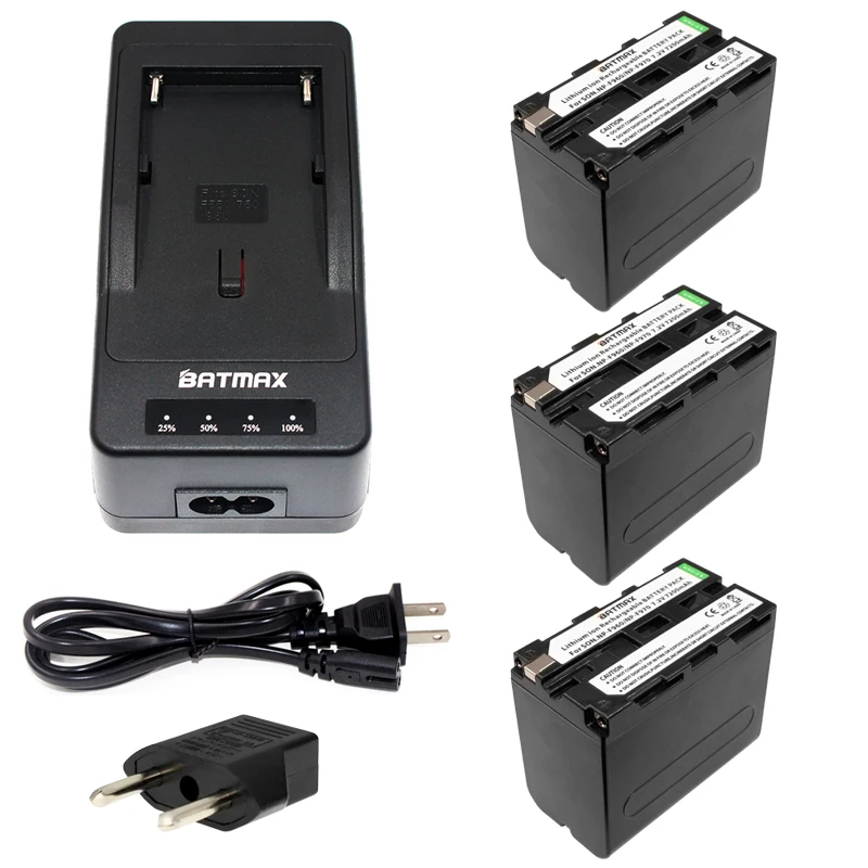 

Batmax 3pcs NP-F970 F970 NP-F960 Rechargeable Battery+1Quick Rapid Charger for SONY MVC-FD90 FD91 FD92 HVR-HD1000 F975 F970 F960
