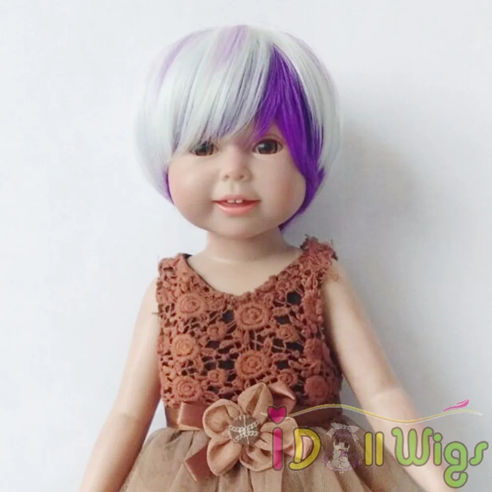 

Fashional Short Bob Hair White Purple Ombre Wig for 18'' Height American Girl Doll
