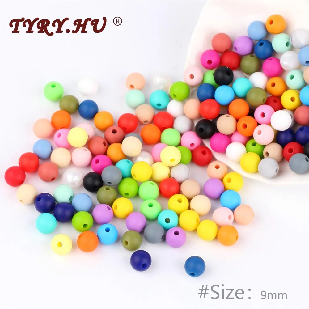 

TYRY.HU 500Pcs Round Silicone Bead Baby Teething Food Grade Chewable Teether DIY Pacifier Chain Accessorie BPA Free Teething Toy
