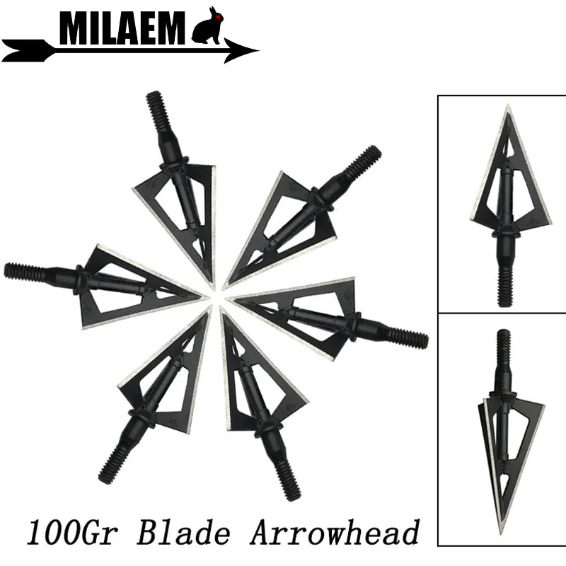 

3/6/12pcs 100Gr Archery Blade Arrowhead 3 Blades Broadheads Target Arrow Point Tips Arrow Shaft Shooting Hunting Accessories