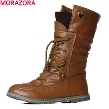 MORAZORA 2017 Nouvelle mode moto cheville bottes pour femmes printemps automne mode bottes pu chaussures en cuir plus la taille 34-43