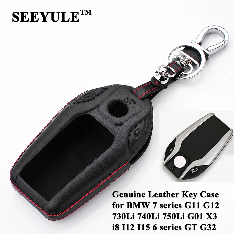 

SEEYULE Genuine Leather Car Key Case Cover Shell Protector Styling Accessories for BMW 7 series G11 G12 G32 X3 G01 i8 I12 I15