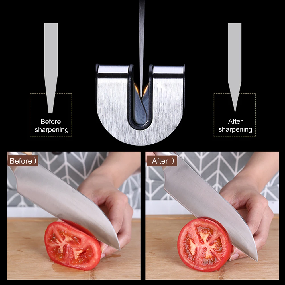XYj профессиональная точилка для ножей Быстрая 3 этапа точилка Нескользящая ручка нож шлифовальная машина для ножей из нержавеющей стали кухонный инструмент