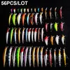 136Pcs New Leure De Peche Mixed Popper Minnow Soft VIB CrankBait Fishing Lures Set Worm Soft Lure Kit Jig Hooks Pesca In Box - Цвет: 56pcs