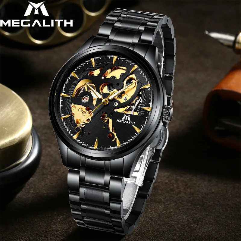 

MEGALITH Watches Men Sport Waterproof Automatic Mechanical Watch Stainless Strap Luminous Hands Watch For Men Relogio Masculino