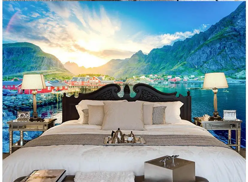 lake scenery television background decorative painting window lake scenery television background decorative painting window