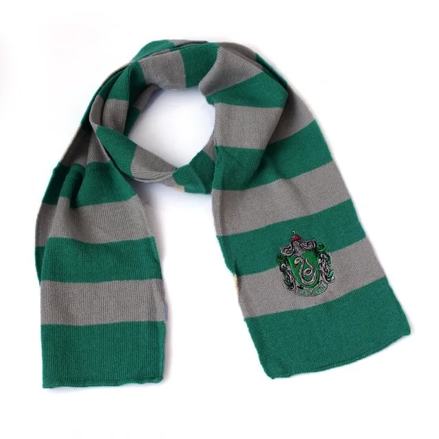 Теплый шарф-значок Harri Gryffindor Slytherin Hufflepuff Ravenclaw, шарфы, маскарадные костюмы для детей, подарок на Хэллоуин - Цвет: Зеленый