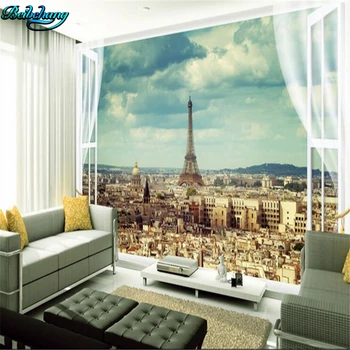 

beibehang Mural Paris Eiffel Tower City Architecture Landscape TV Wall Backdrop Large Custom Wallpaper
