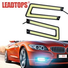 LEADTOPS 2pcs Cob Drl Led Daytime Running Light Source COB U Shape Running Light Car DRL LED Lamps Styling For KIA/VOLVO/BMW AE