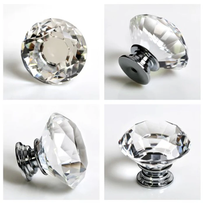 8pcs Kitchen Cabinet Knobs Clear Crystal Dresser Drawer Pulls