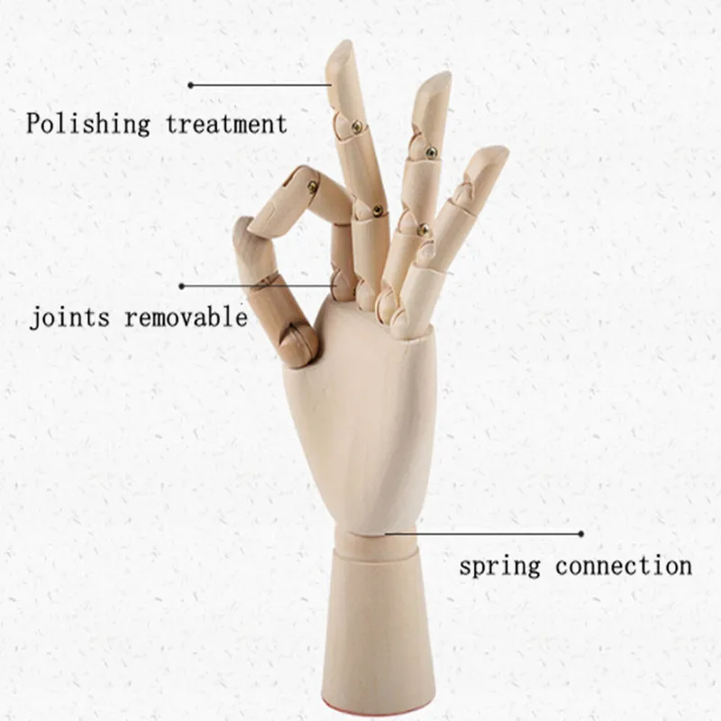 1Pcs-Joint-Removable-Left-Right-Wood-Hand-18CM-25CM-30CM-Wood-Crafts-Painting-Figure-Wooden-Collectible (5)