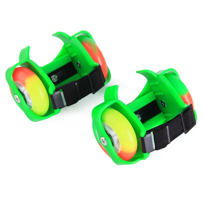 Детские Красочные Светодиодный проблесковый ролик маленькие ролики на пятку флэш-колесо портативная обувь для катания на коньках спортивные роликовые коньки для детей - Цвет: Зеленый